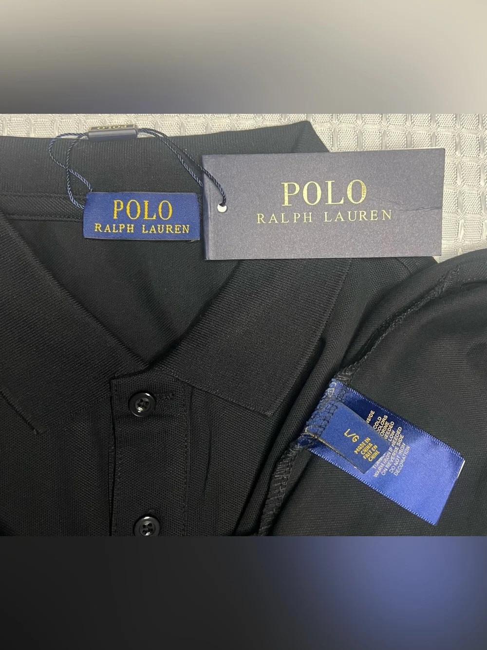 Polo by Ralph Lauren Black Short-Sleeve Polo Shirt with Red Pony Size L